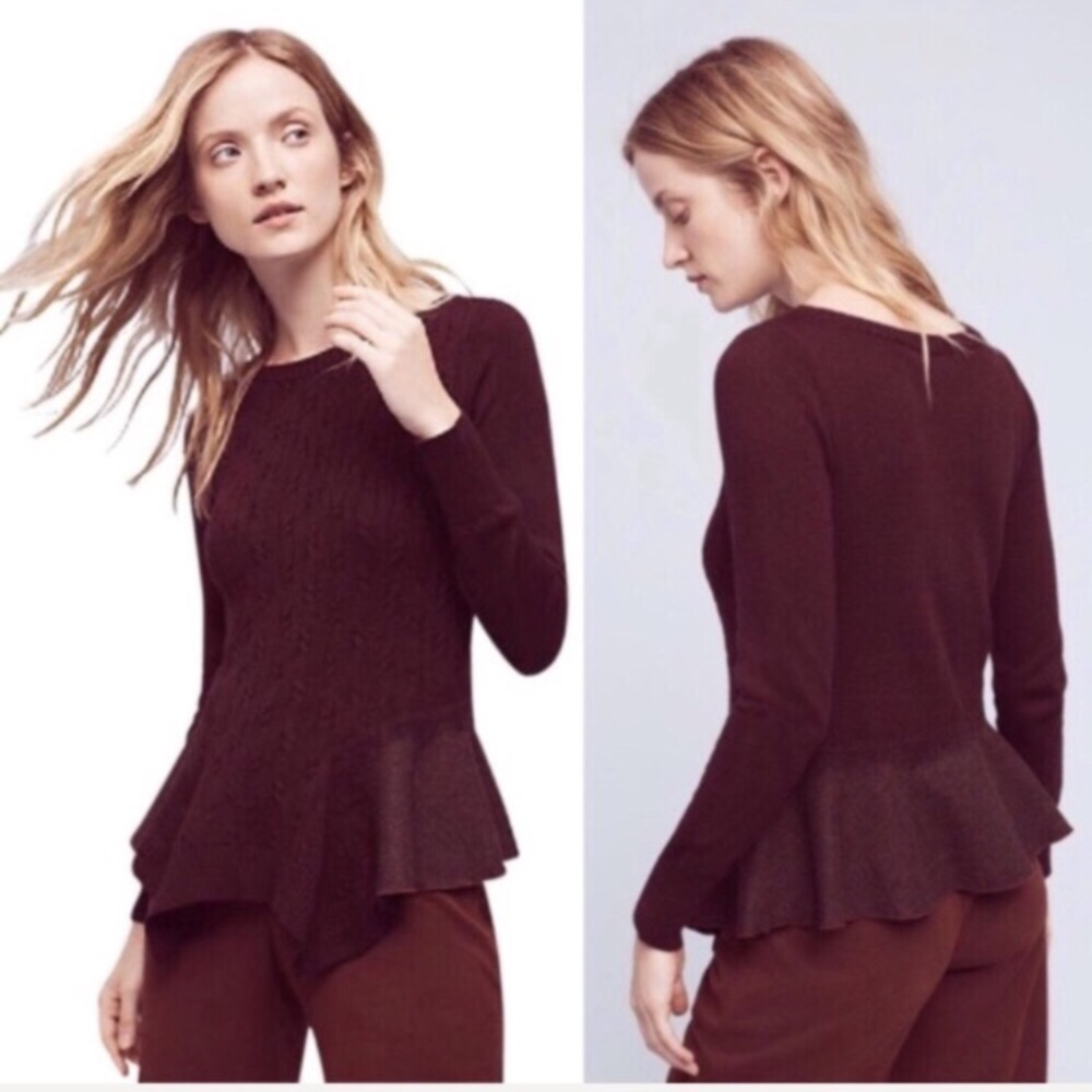 Anthropologie Maroon Crew Neck Sweater